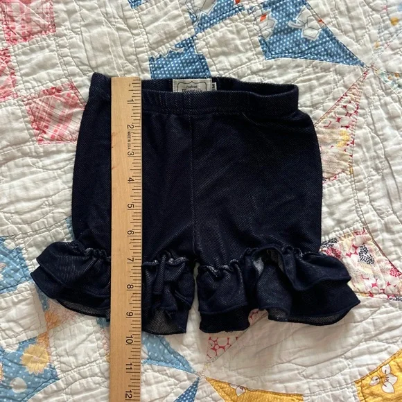 Pearls and Piggytails Baby Girl Denin Ruffle Baby Shorts - Picture 4 of 4